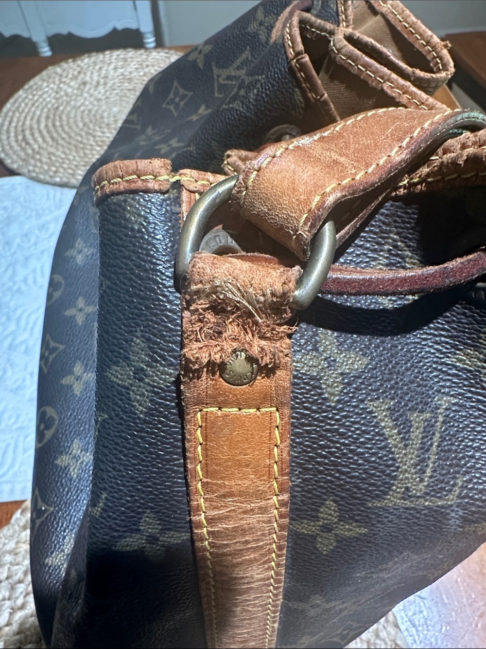 Louis Vuitton Monogram Leather Bucket Bag with Tan Trim - Picture 3 of 6